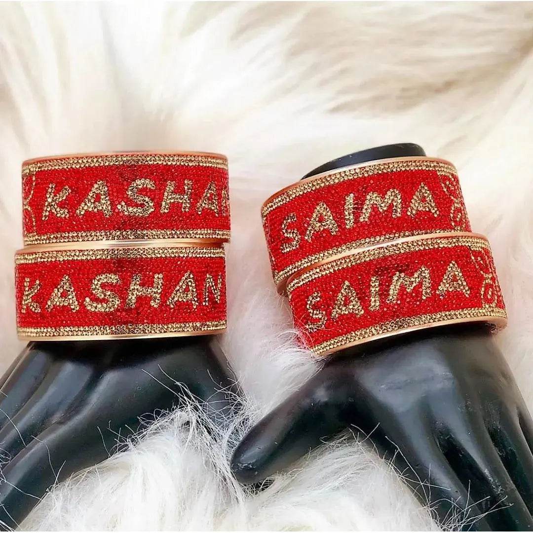 Husband wife name bangles best design Pack of 2 T4 Jewels