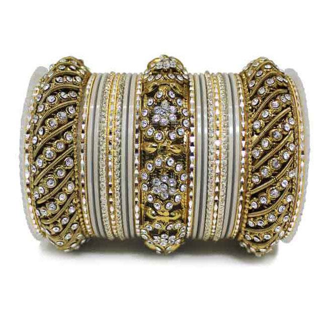 Solid Colored Bangle Set For One Hand Grey T4 Jewels