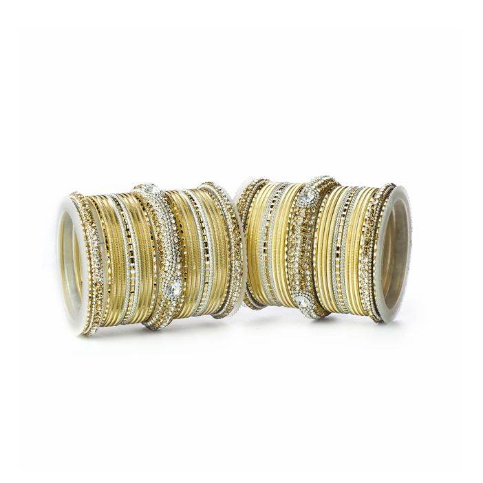 Set of 54 Shinning Metal Lac bangle set by T4 Jewels Golden T4 Jewels