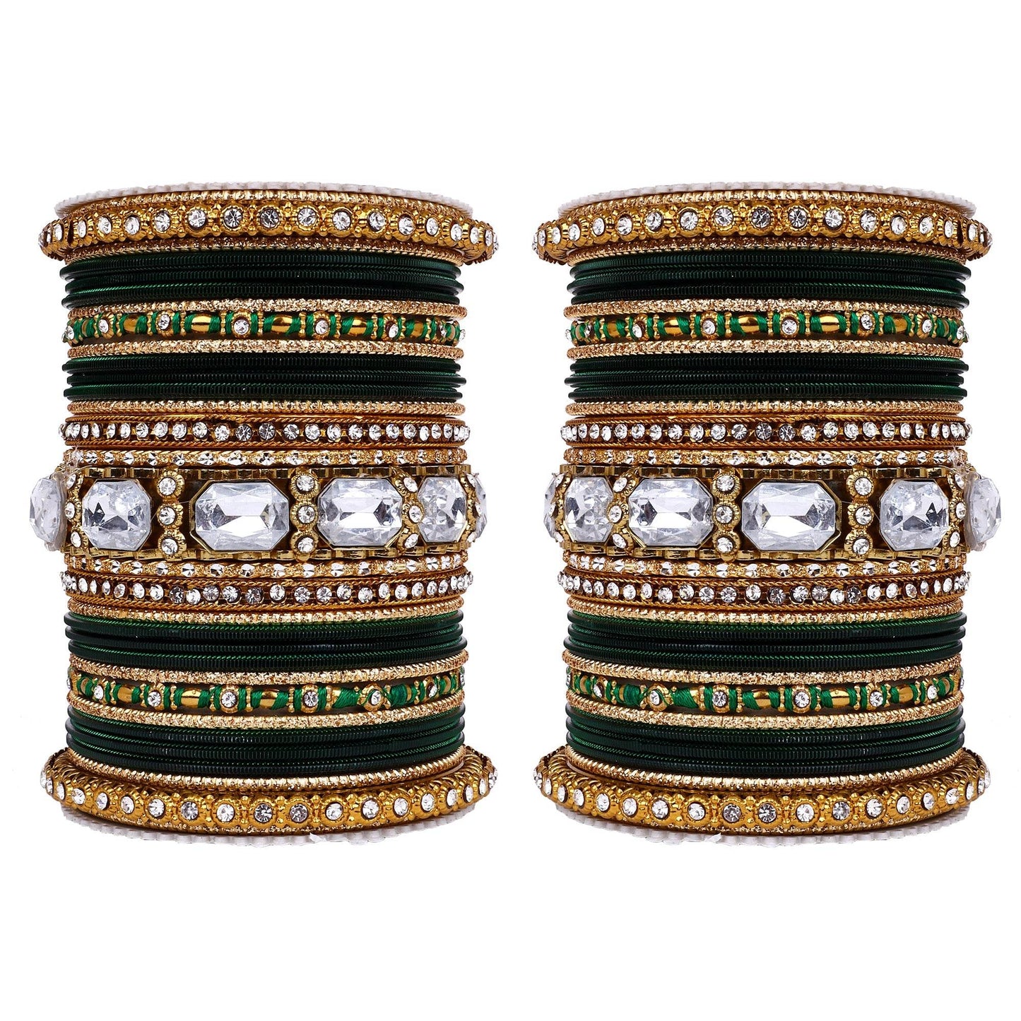 Set of 2 Beautiful Colored Bangle Set With Big Kundan Stone Kai T4 Jewels