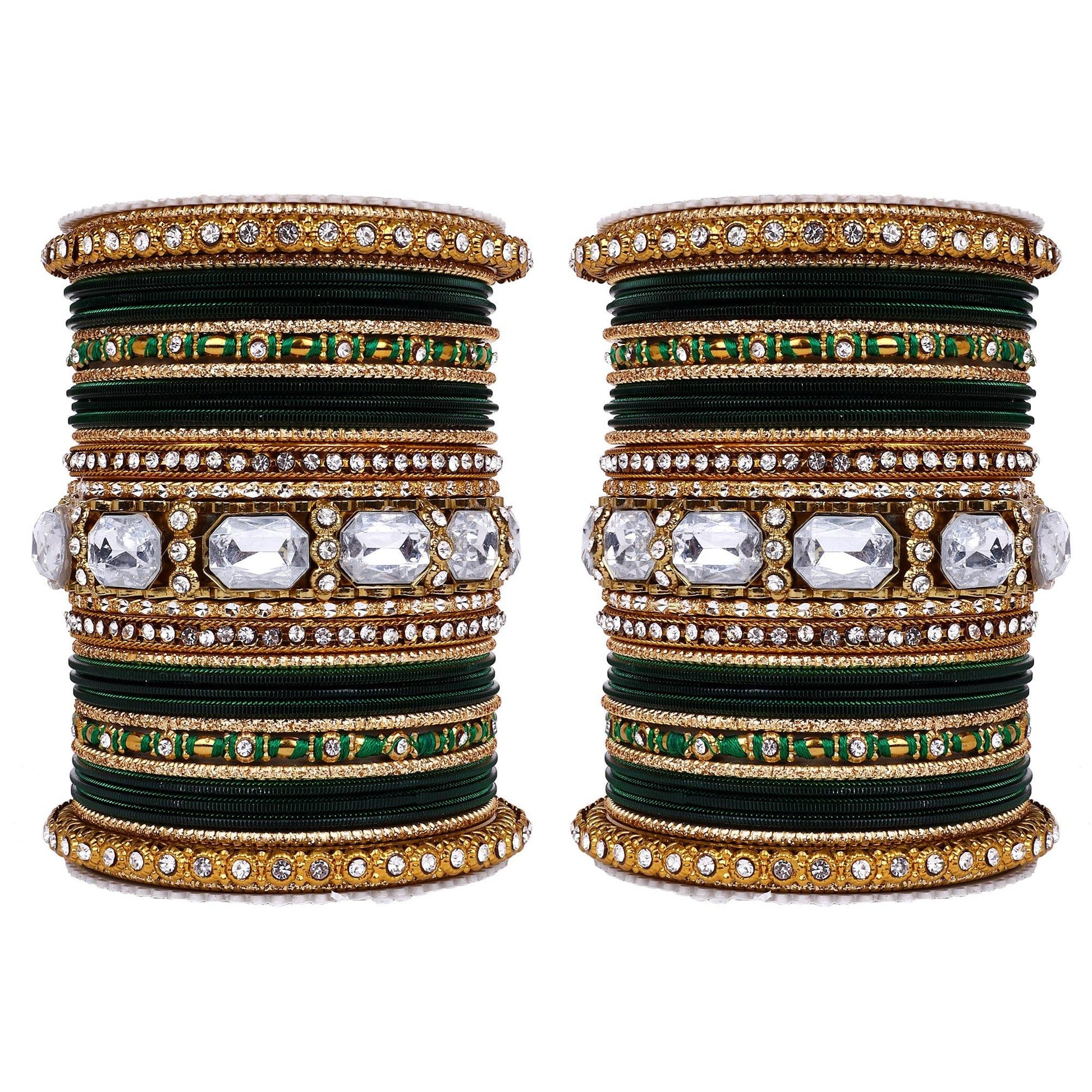 Set of 2 Beautiful Colored Bangle Set With Big Kundan Stone Kai T4 Jewels