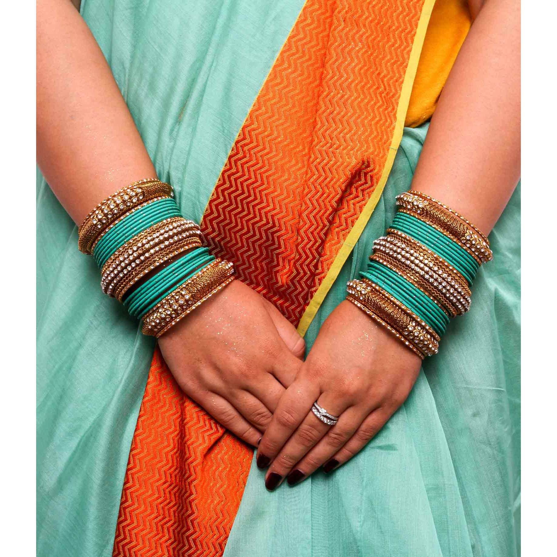 Set of 2 Bridal Jaali Work Bangle Set Radium T4 Jewels