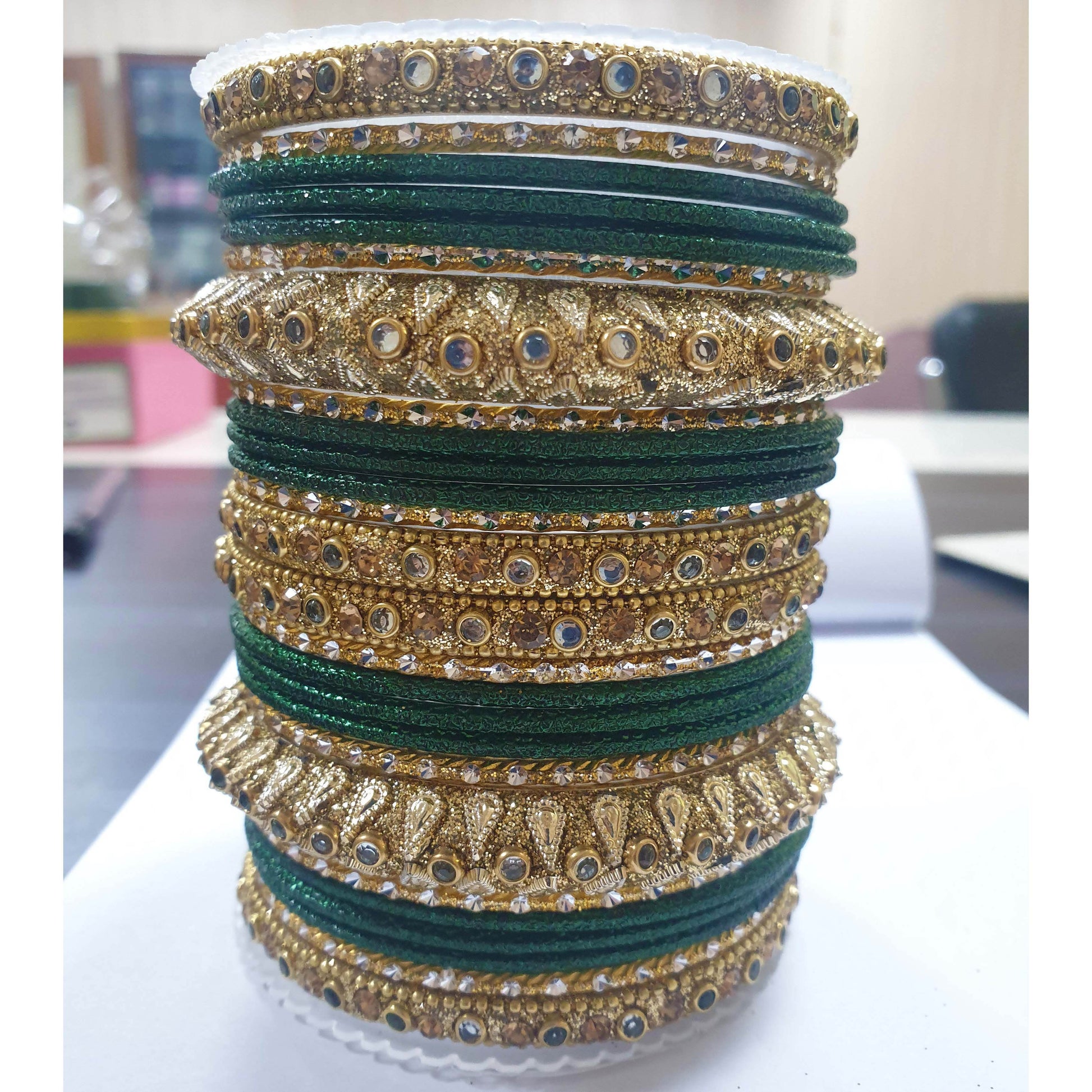Traditional Colored Kundan Work Bangle Set For Two Hands Kai T4 Jewels