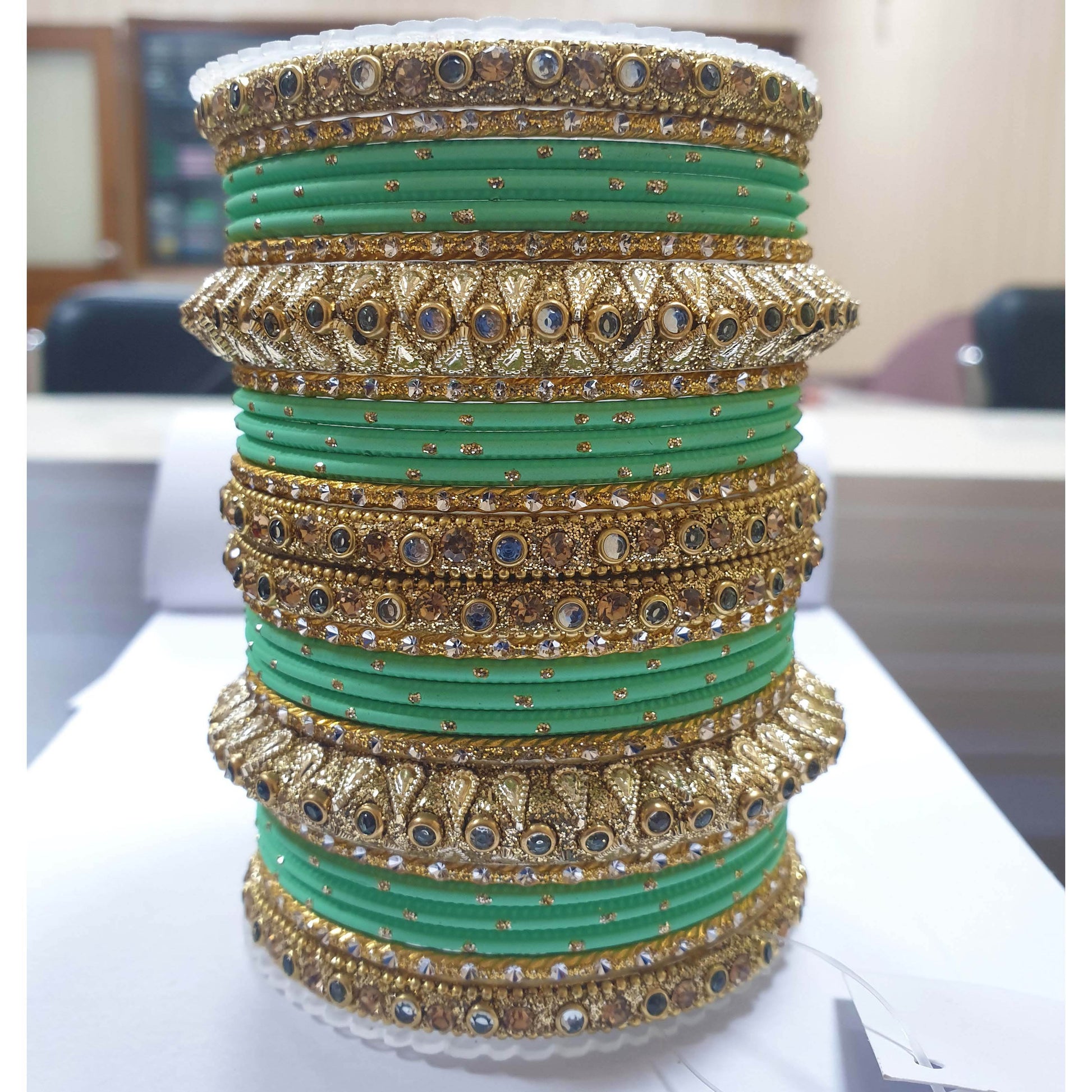 Traditional Colored Kundan Work Bangle Set For Two Hands Santro T4 Jewels