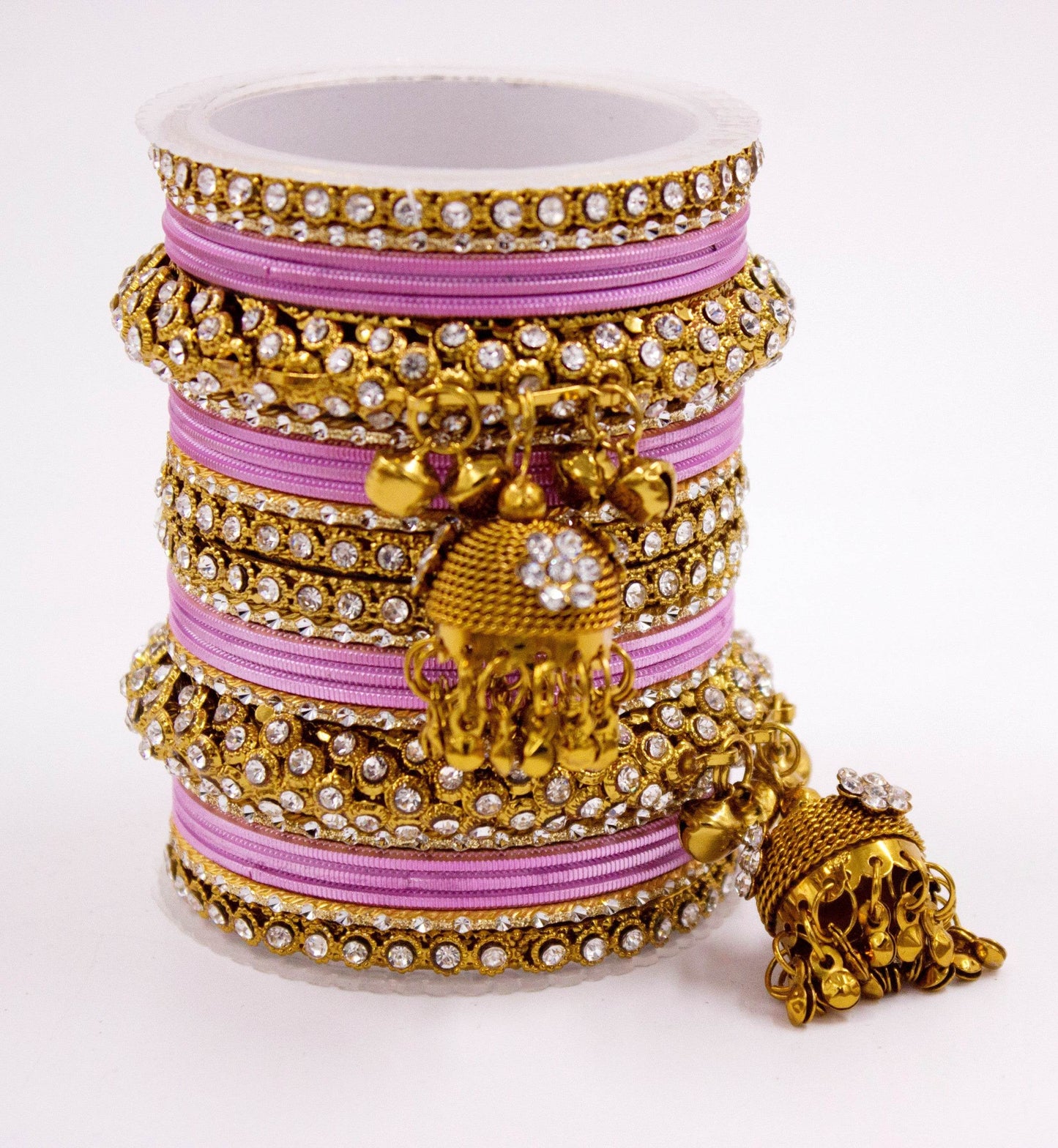 Traditional Shining Jhumki Bangle Set For Two Hands By T4 Jewels Pink T4 Jewels