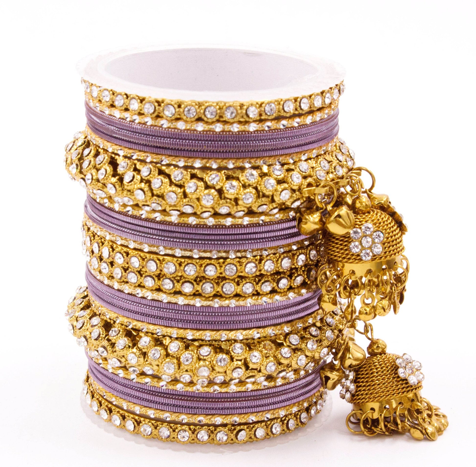 Traditional Shining Jhumki Bangle Set For Two Hands By T4 Jewels Lavender T4 Jewels