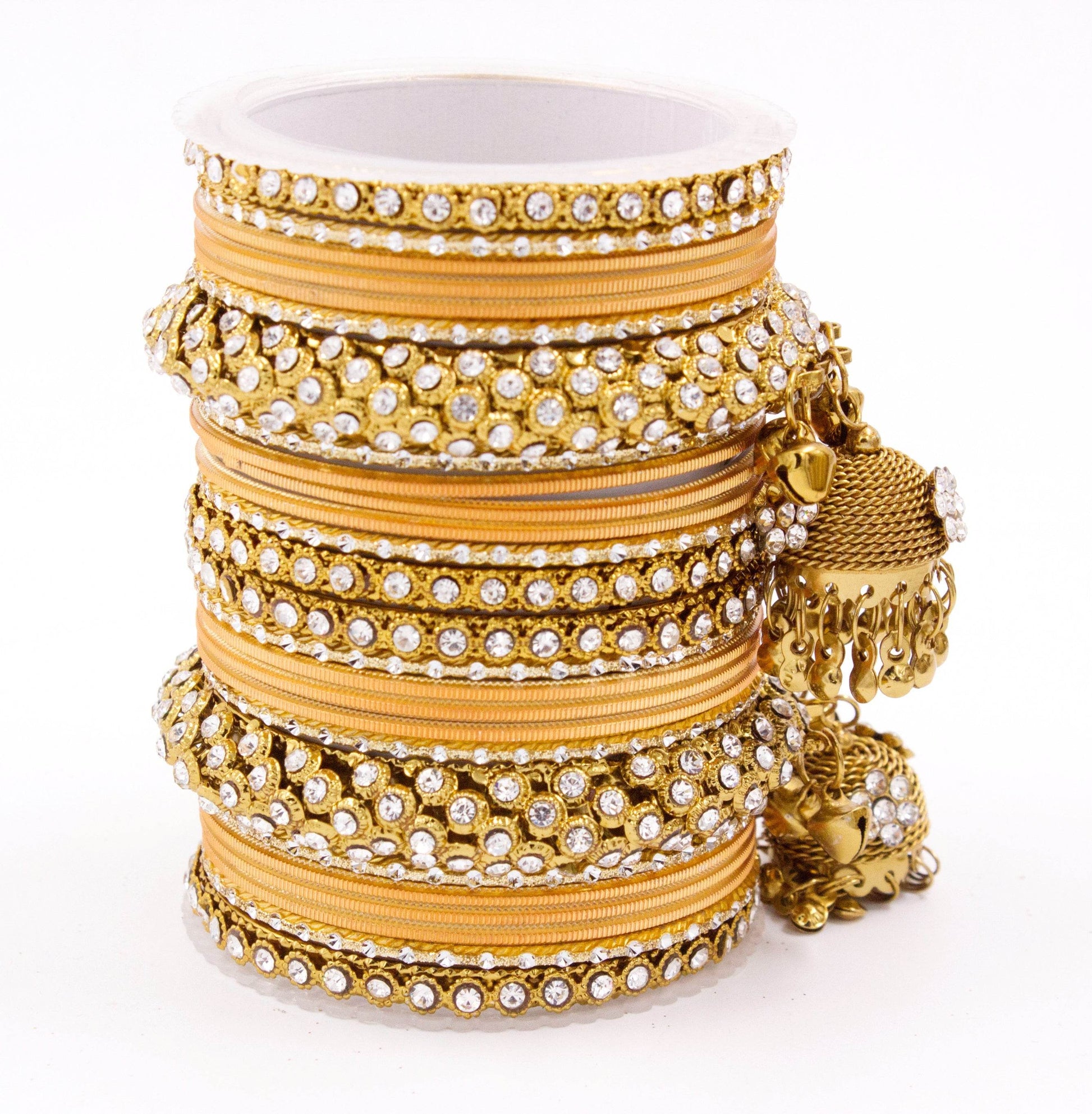 Traditional Shining Jhumki Bangle Set For Two Hands By T4 Jewels Light Orange T4 Jewels
