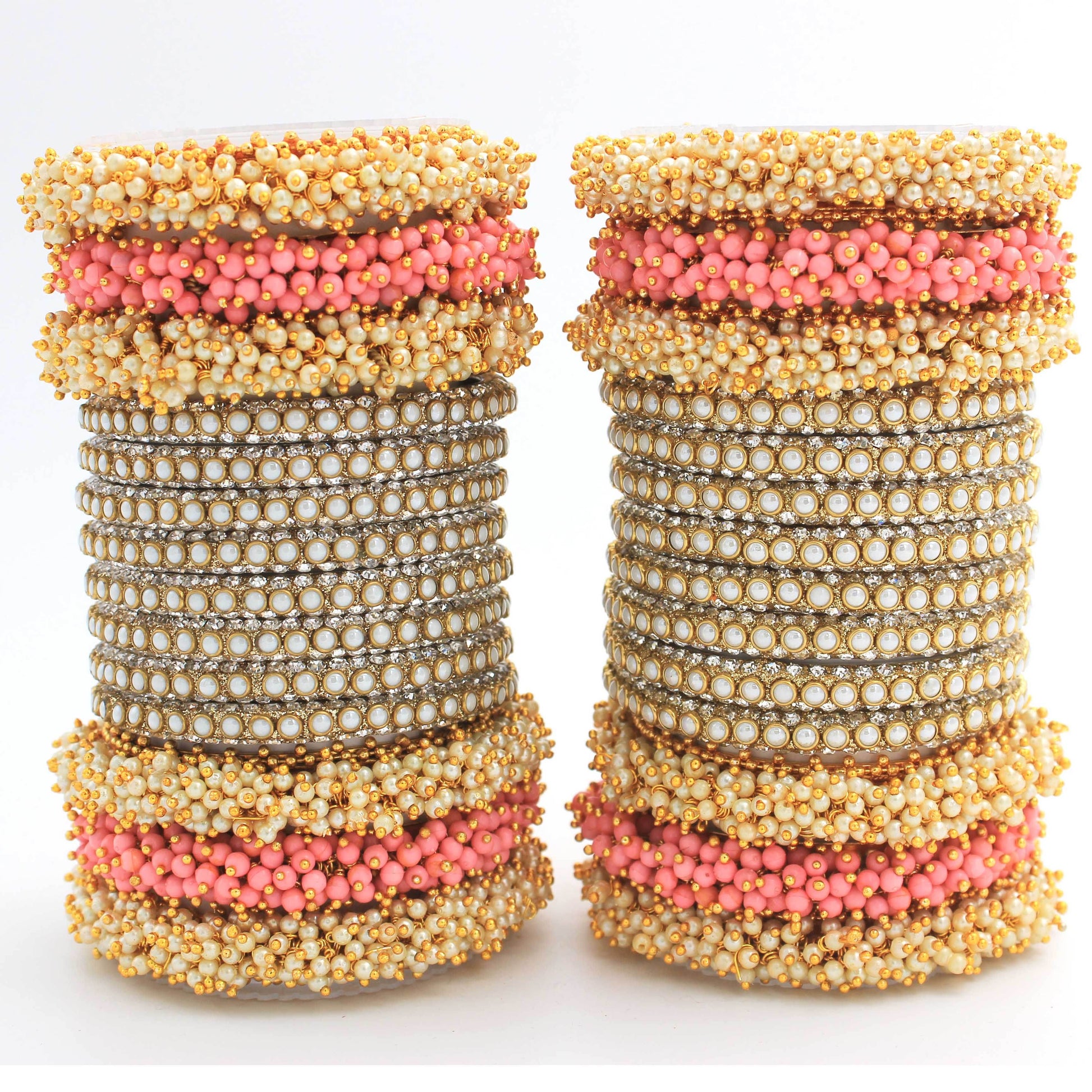 Set of 2 Lac Bridal Bangle sets by T4 Jewels Baby Pink T4 Jewels