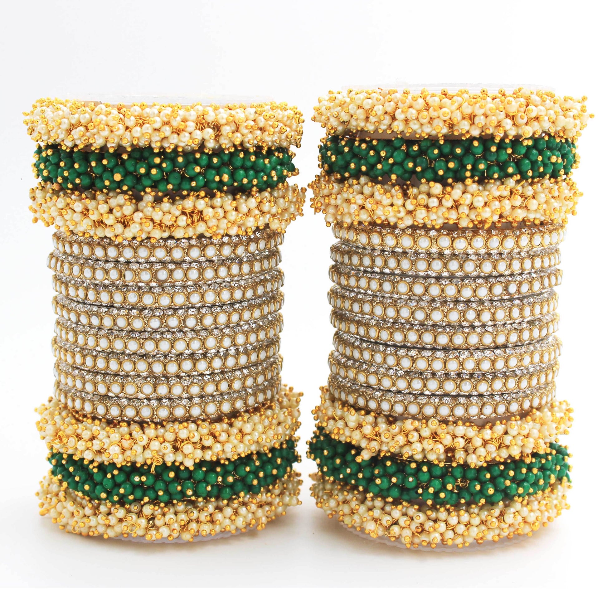 Set of 2 Lac Bridal Bangle sets by T4 Jewels Green T4 Jewels