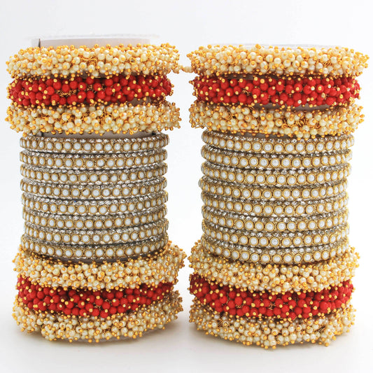 Set of 2 Lac Bridal Bangle sets by T4 Jewels Red T4 Jewels