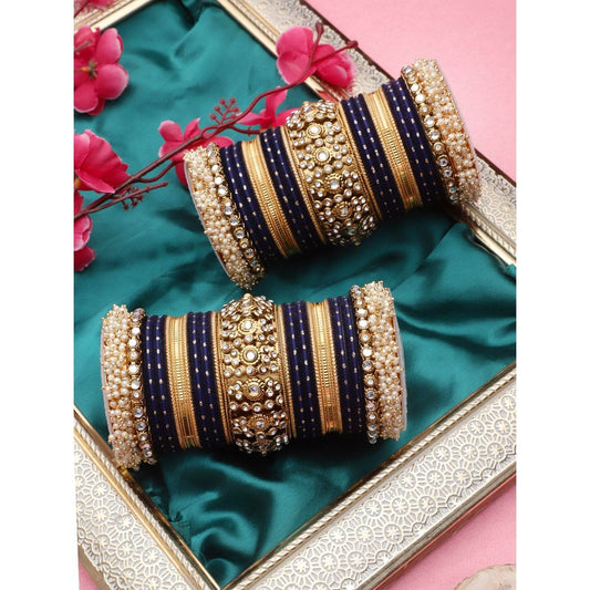 Traditional long bridal set by T4 Jewels for both hands Blue T4 Jewels