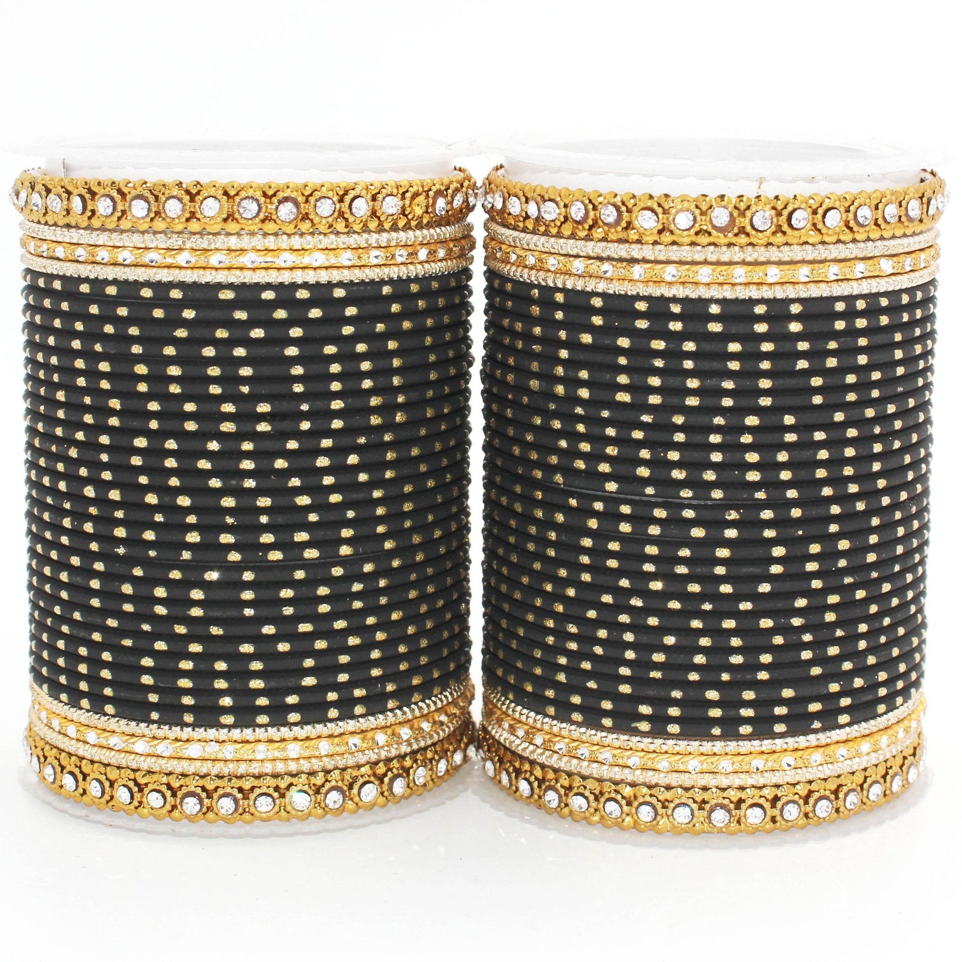 Set of 2 Traditional Partywear bangle sets for women by T4 Jewels Black T4 Jewels
