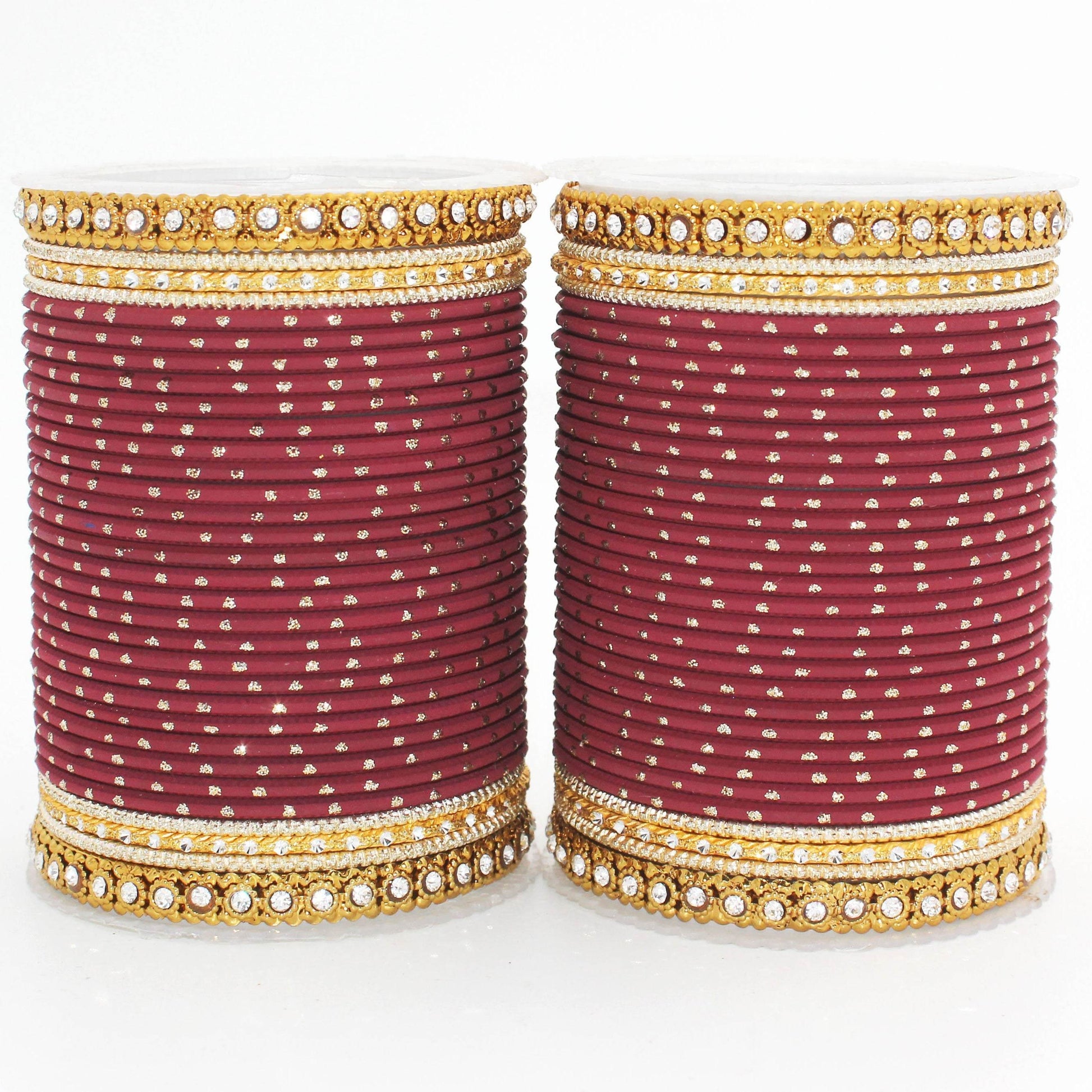 Set of 2 Traditional Partywear bangle sets for women by T4 Jewels Maroon T4 Jewels