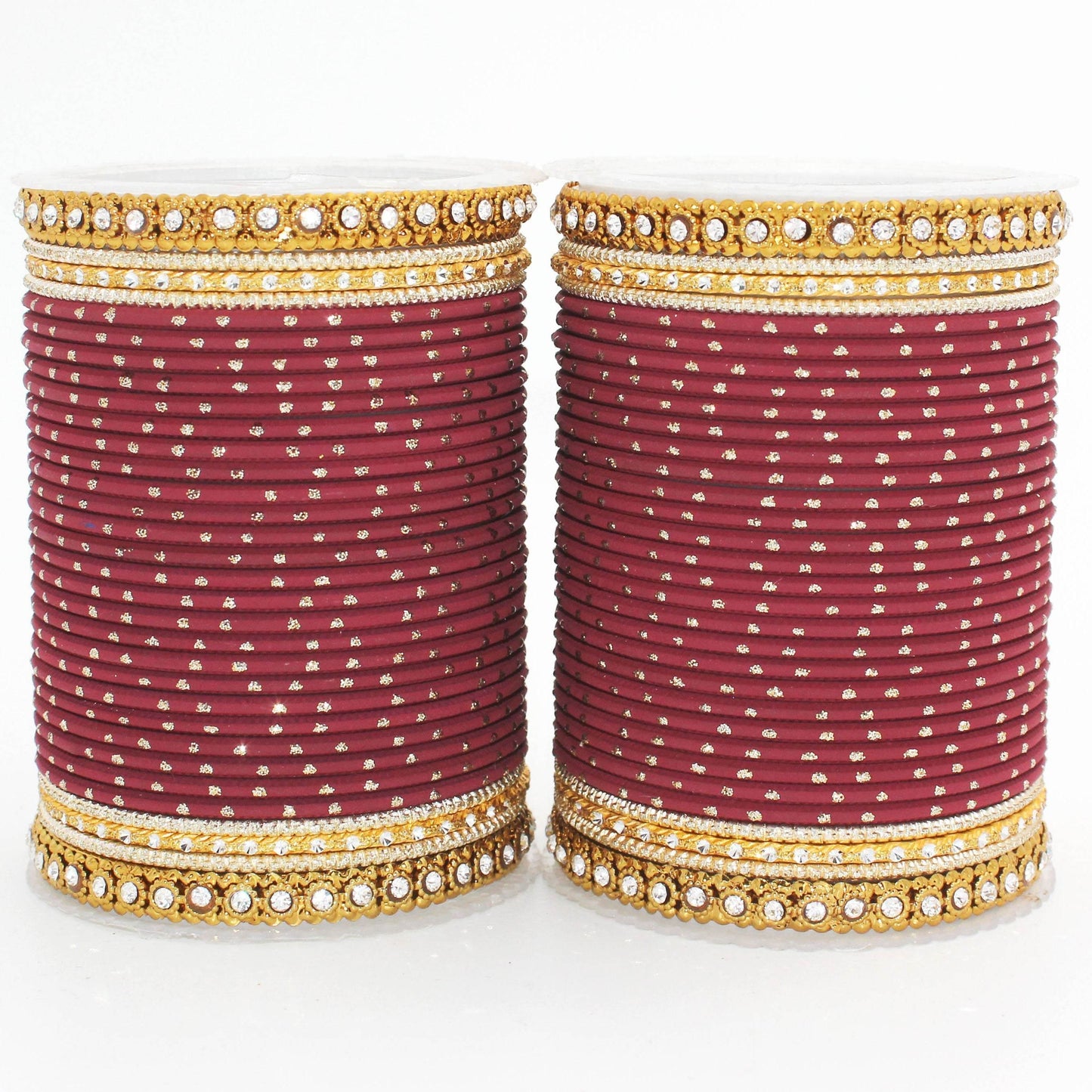 Set of 2 Traditional Partywear bangle sets for women by T4 Jewels Maroon T4 Jewels