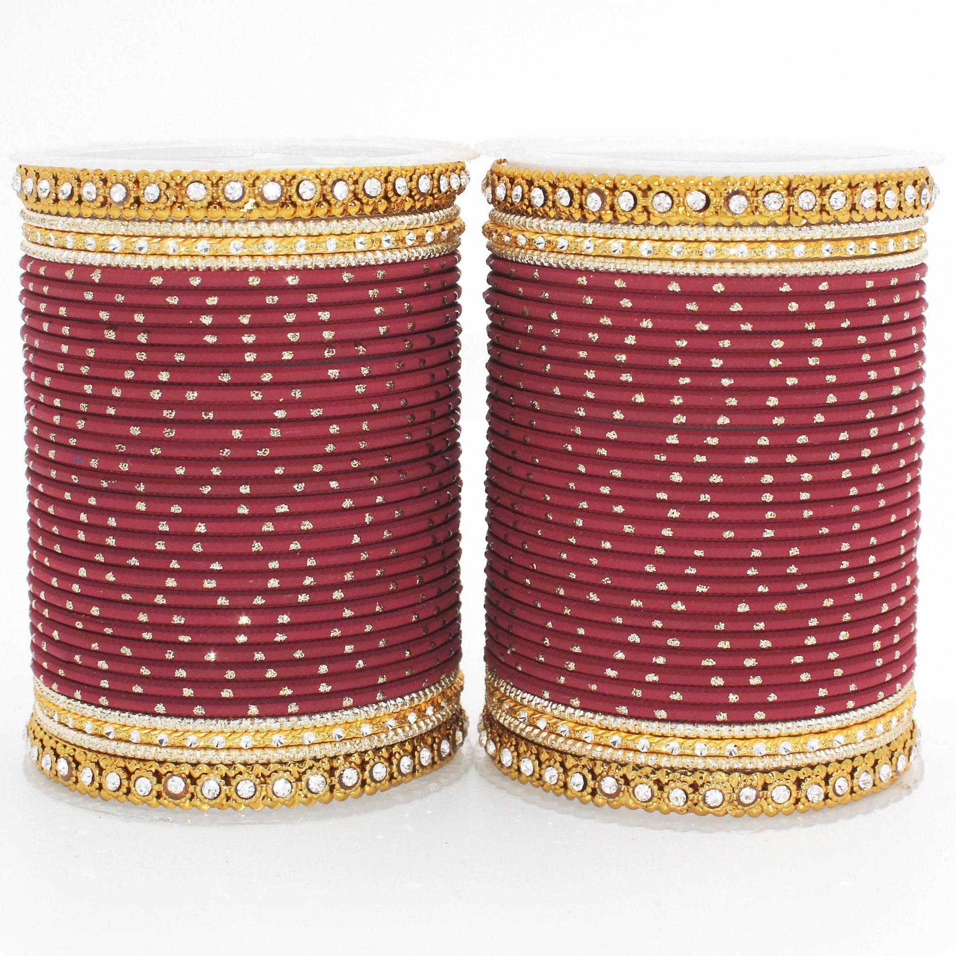 Set of 2 Traditional Partywear bangle sets for women by T4 Jewels Maroon T4 Jewels