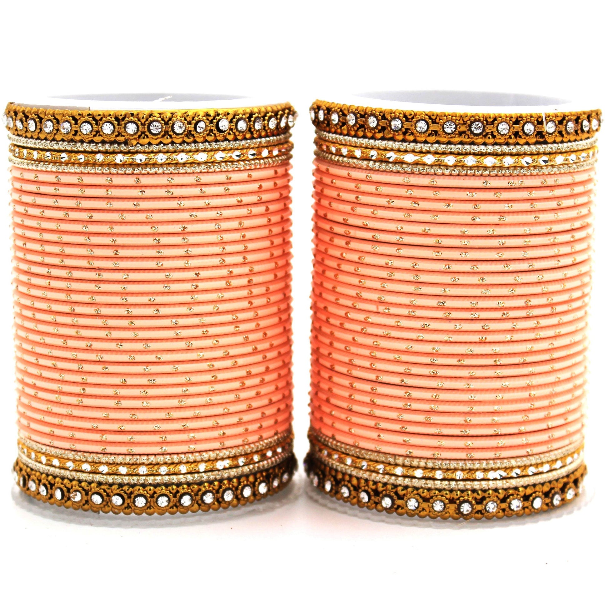 Set of 2 Traditional Partywear bangle sets for women by T4 Jewels Peach T4 Jewels