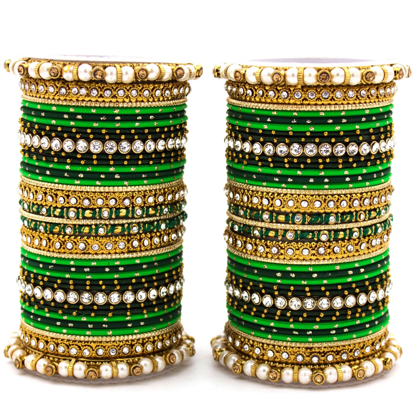 Set of 2 Fancy Bridal Bangle sets by T4 Jewels Green T4 Jewels
