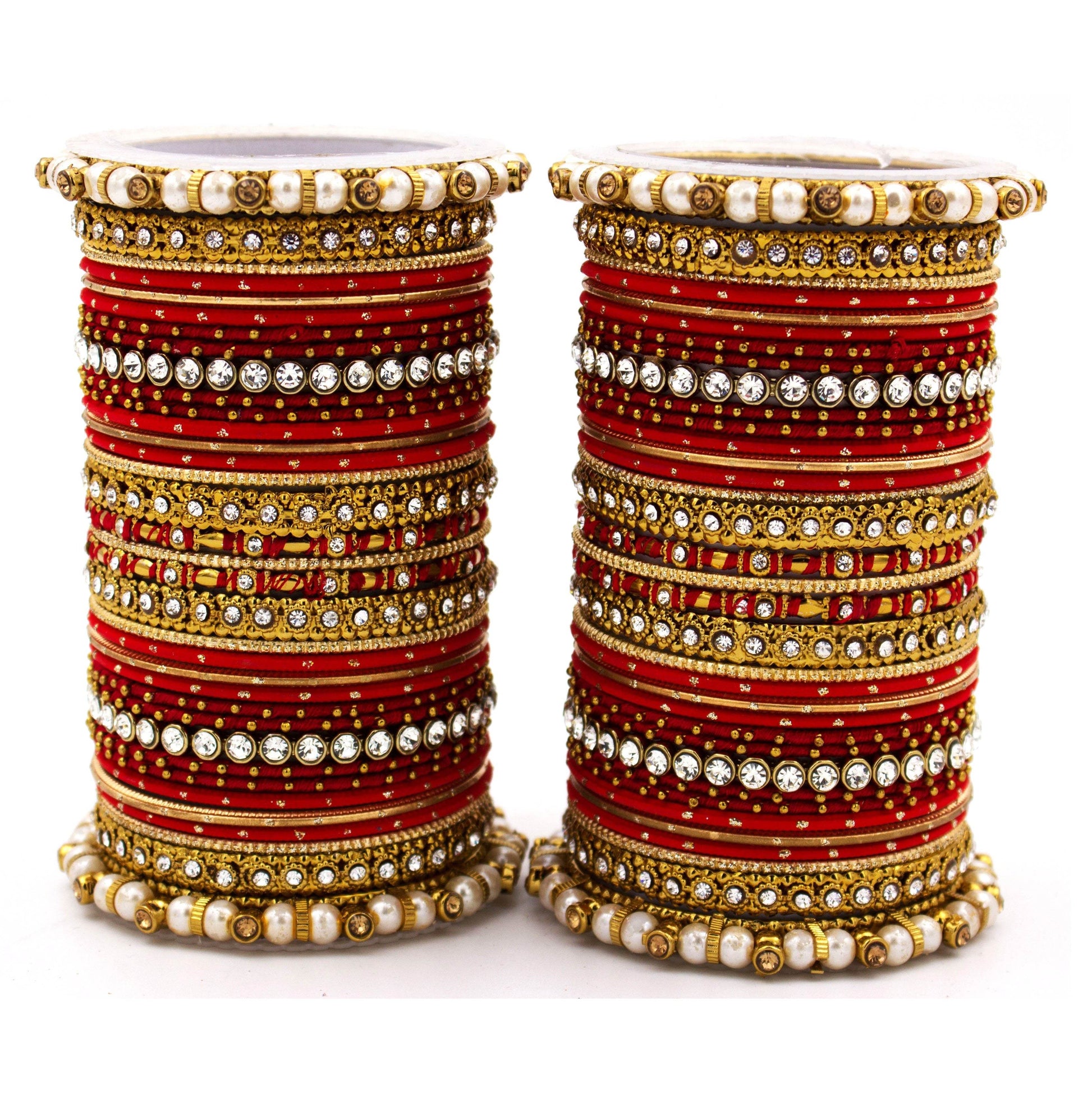 Set of 2 Fancy Bridal Bangle sets by T4 Jewels Red T4 Jewels