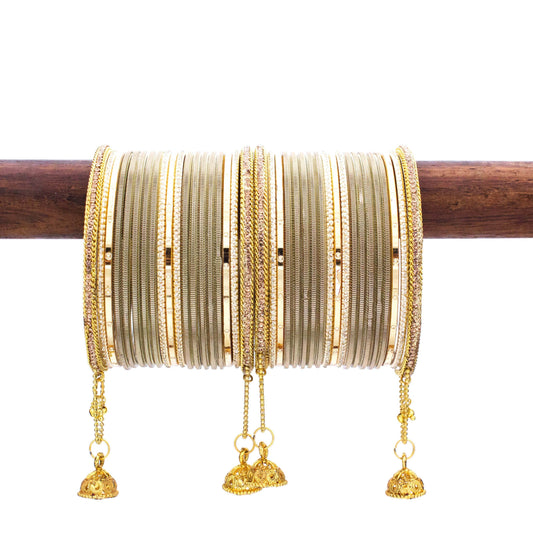 T4 Jewels Shining Bangle with Jhumki and Lac side Bangles for two hands Antique T4 Jewels