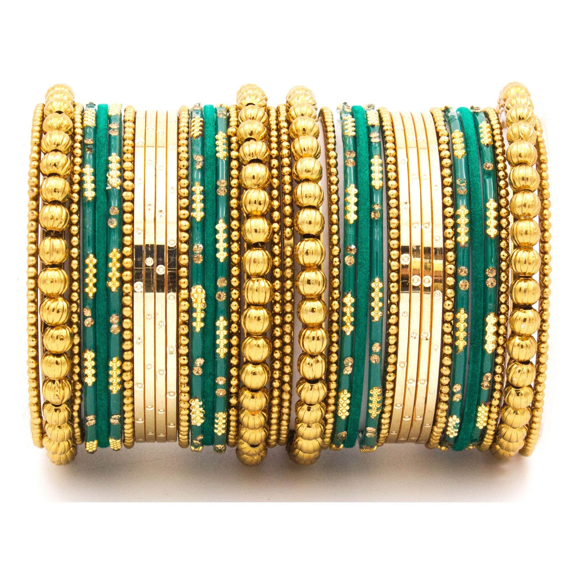 Traditional bangle set for two hands with velvet and meenakari bangles by T4 Jewels Radium T4 Jewels