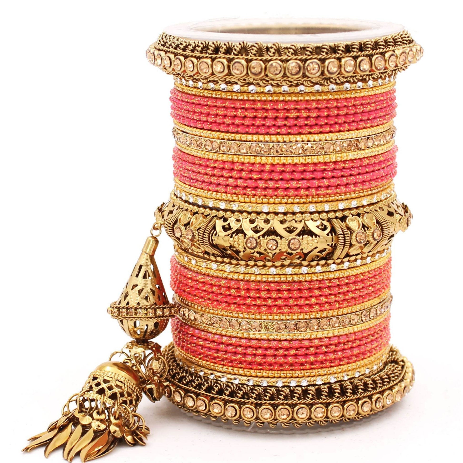 Antique Jhumki Latkan Bangle set for Women by T4 Jewels Gajri T4 Jewels