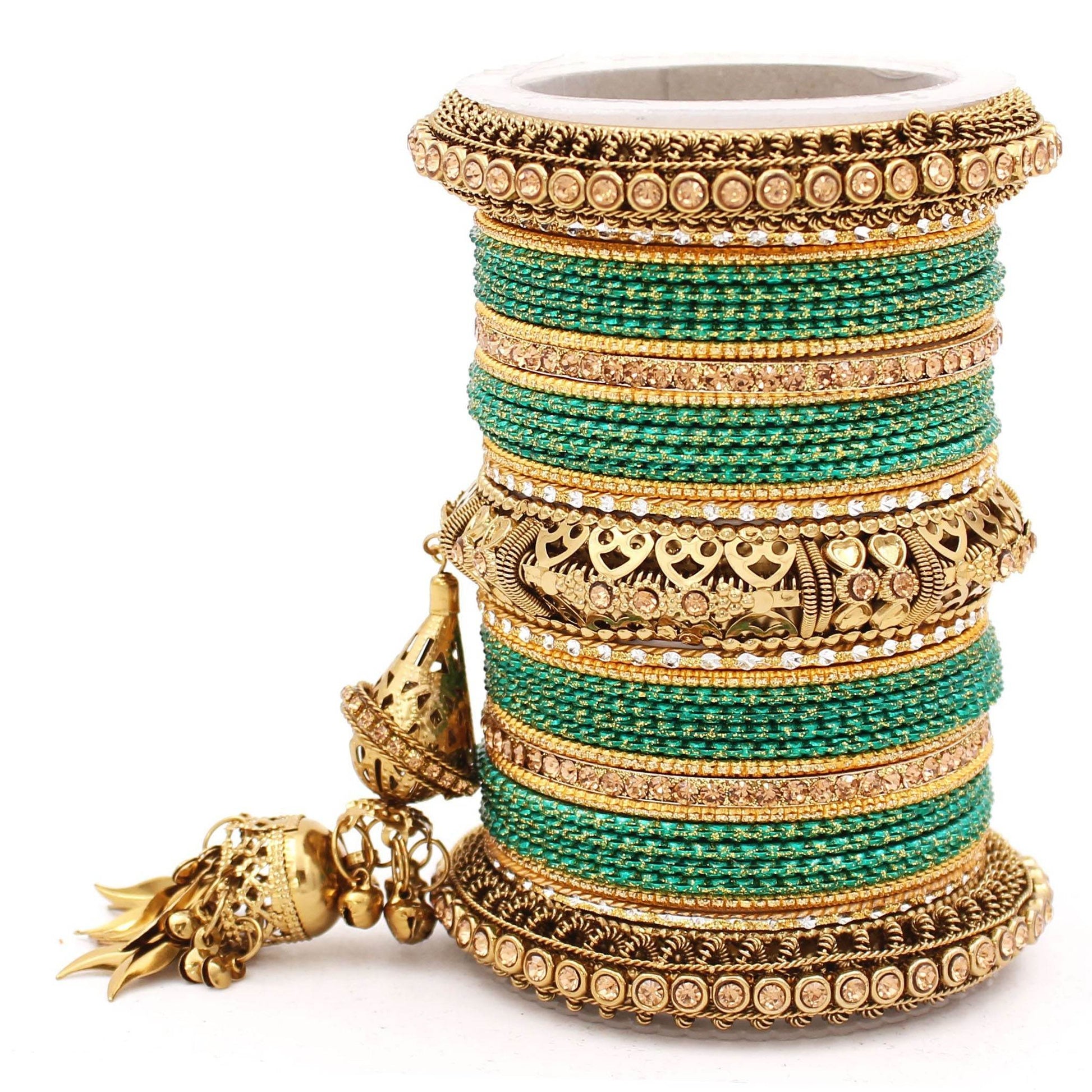 Antique Jhumki Latkan Bangle set for Women by T4 Jewels Radium T4 Jewels