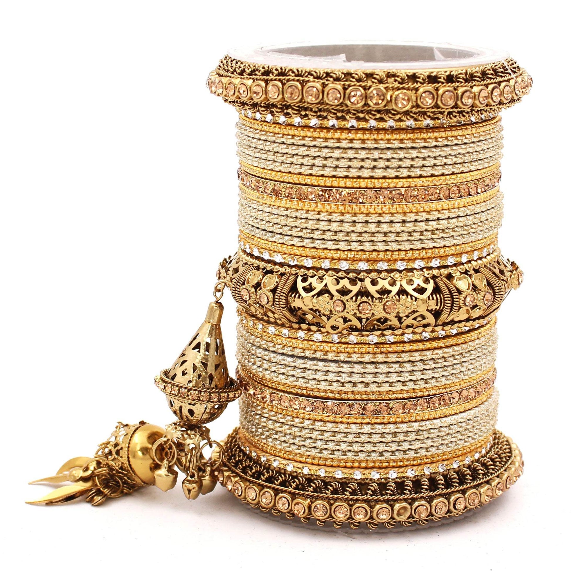 Antique Jhumki Latkan Bangle set for Women by T4 Jewels Silver T4 Jewels