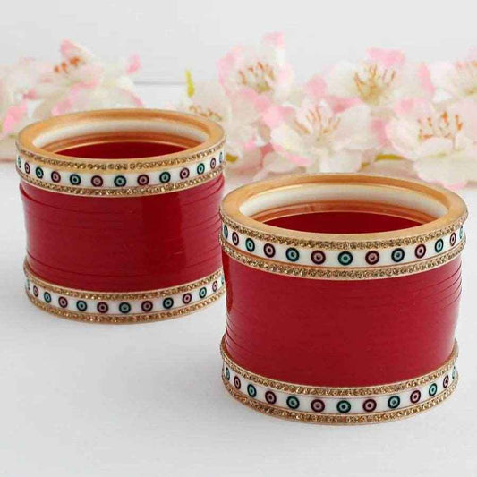 T4 Jewels Bridal Chuda With White Kada & Patti-Availbale In All Sizes (CH11Z)