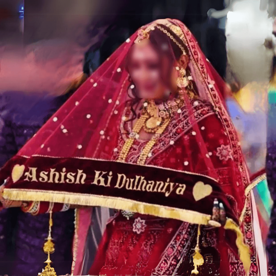 Bride Entry Customized Bridal Dupatta With Name For Wedding & Engagement T4 Jewels