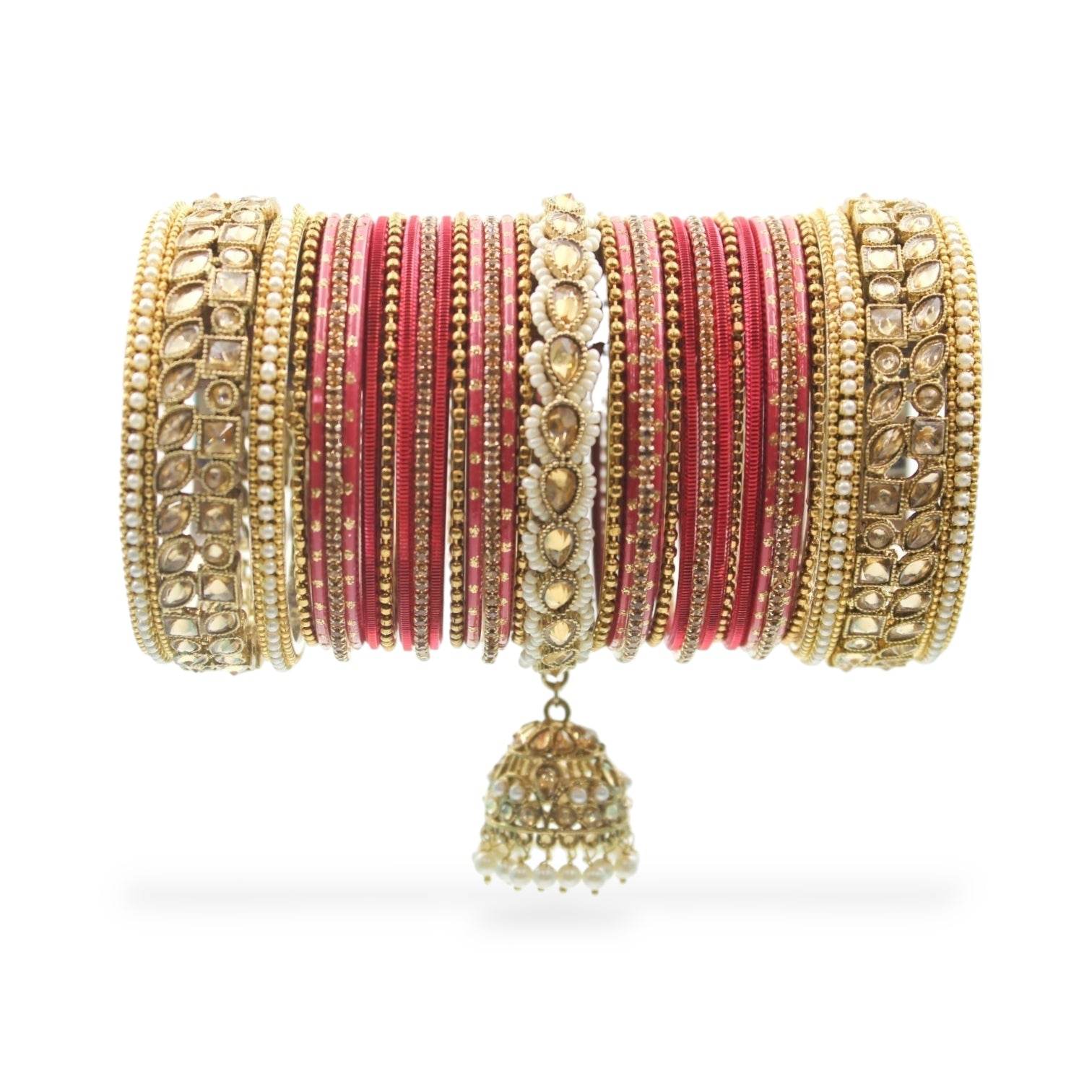 Colourful Jhumki Bangle set with Kundan Border Kada by T4 Jewels Gajri T4 Jewels