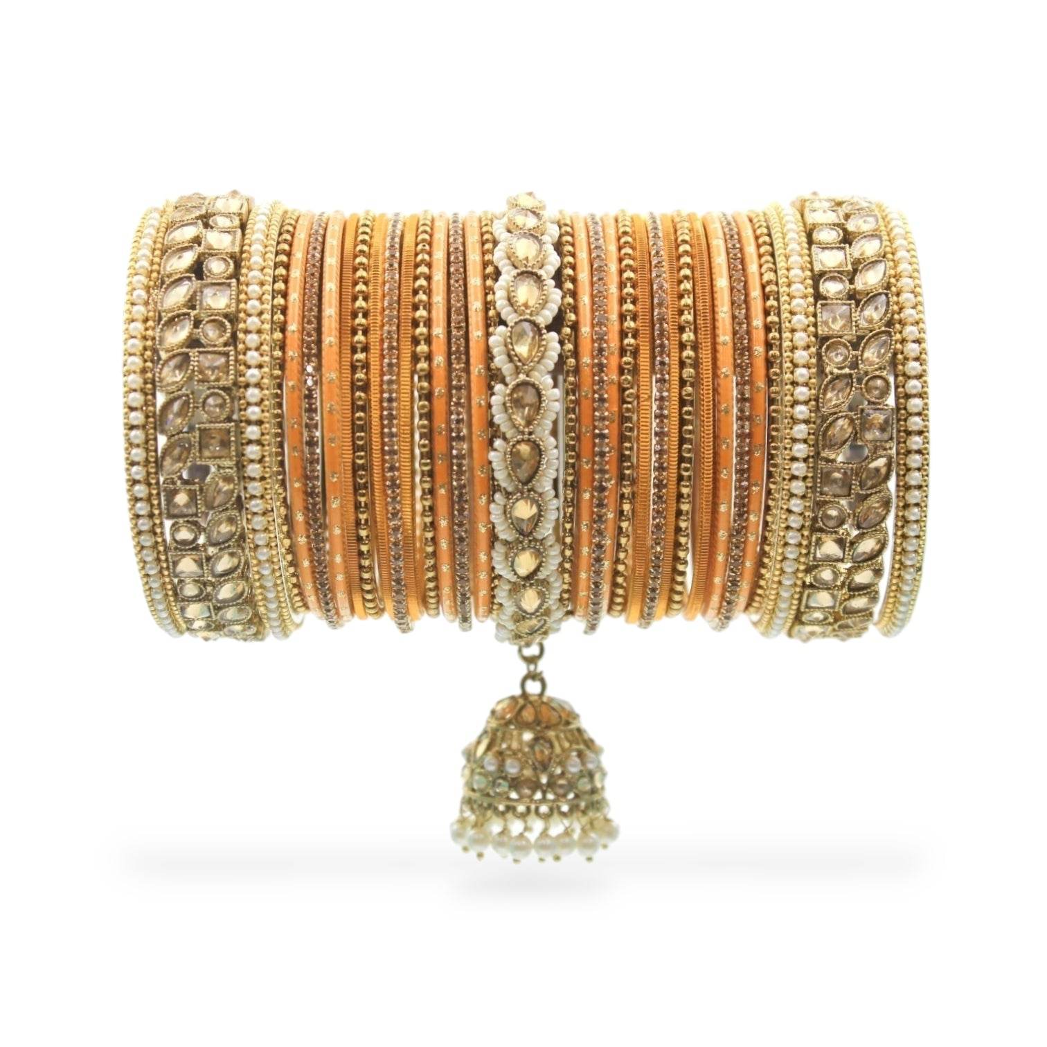 Colourful Jhumki Bangle set with Kundan Border Kada by T4 Jewels Haldi T4 Jewels