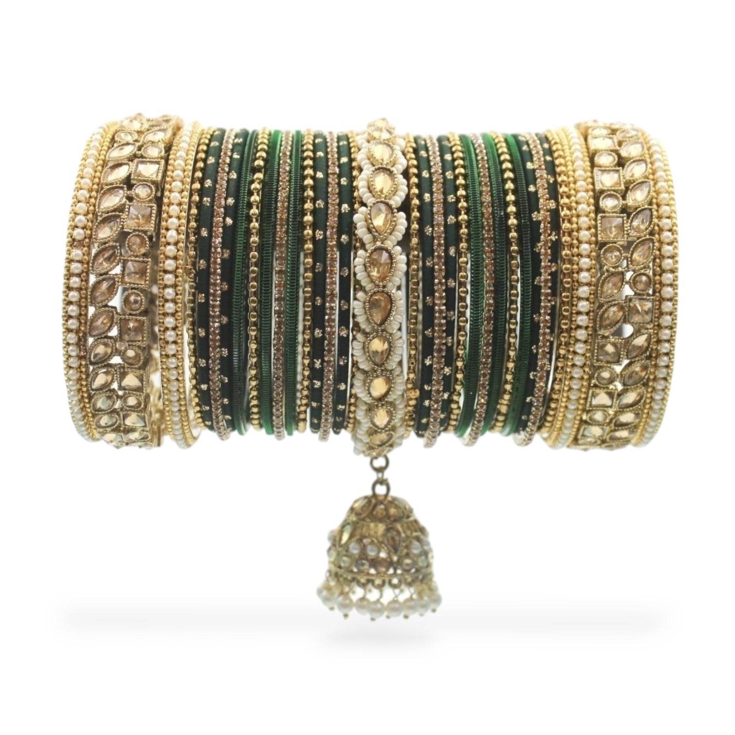Colourful Jhumki Bangle set with Kundan Border Kada by T4 Jewels Kai T4 Jewels