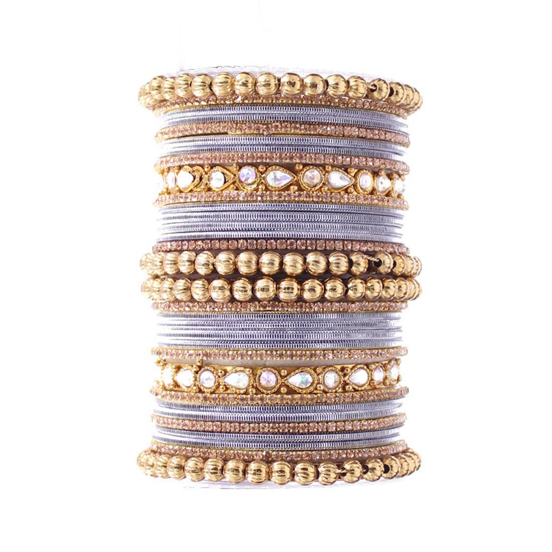 Traditional Ethnic Bangle Set by T4 Jewels for women for both hands Grey T4 Jewels