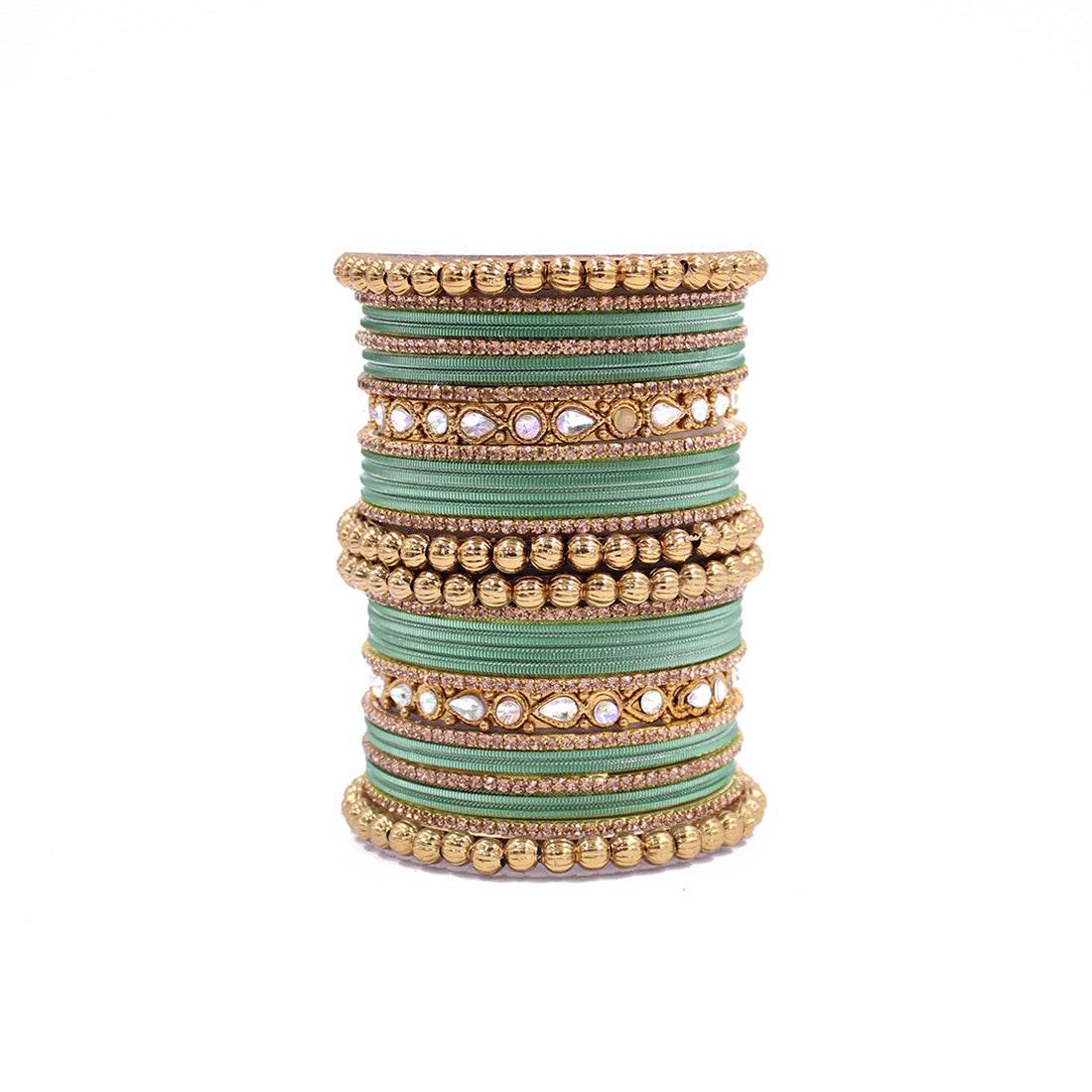 Traditional Ethnic Bangle Set by T4 Jewels for women for both hands Pista T4 Jewels