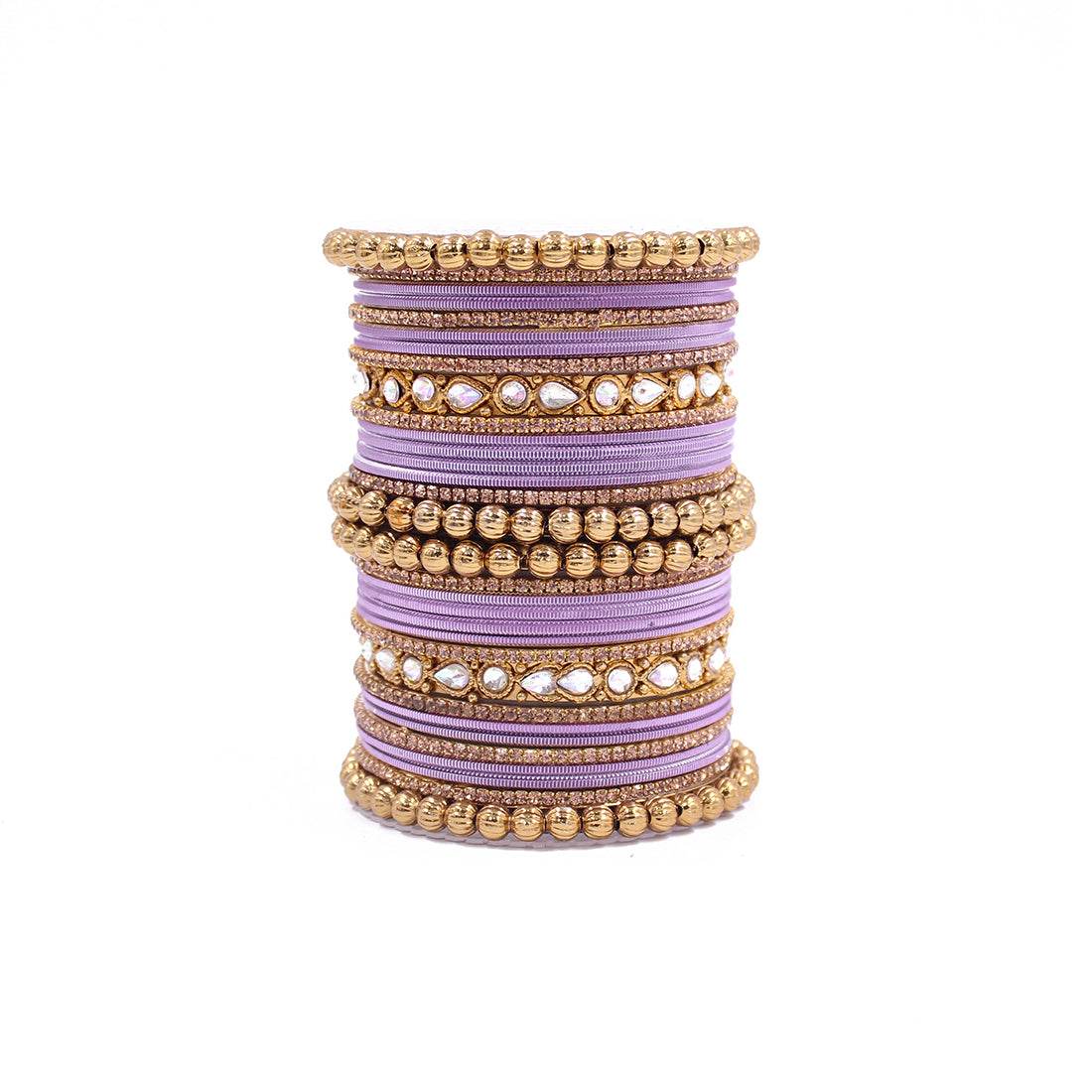 Traditional Ethnic Bangle Set by T4 Jewels for women for both hands Purple T4 Jewels