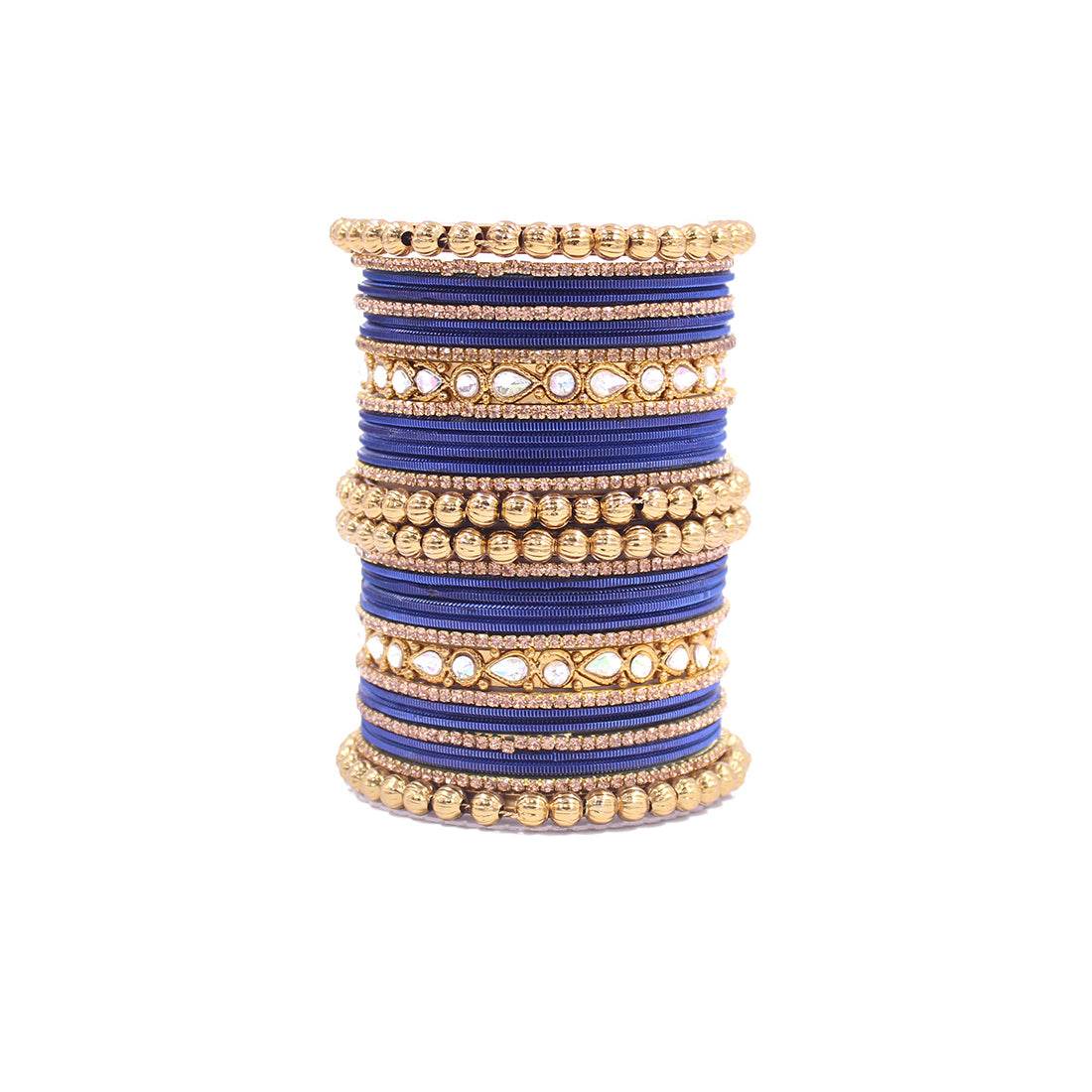 Traditional Ethnic Bangle Set by T4 Jewels for women for both hands Blue T4 Jewels