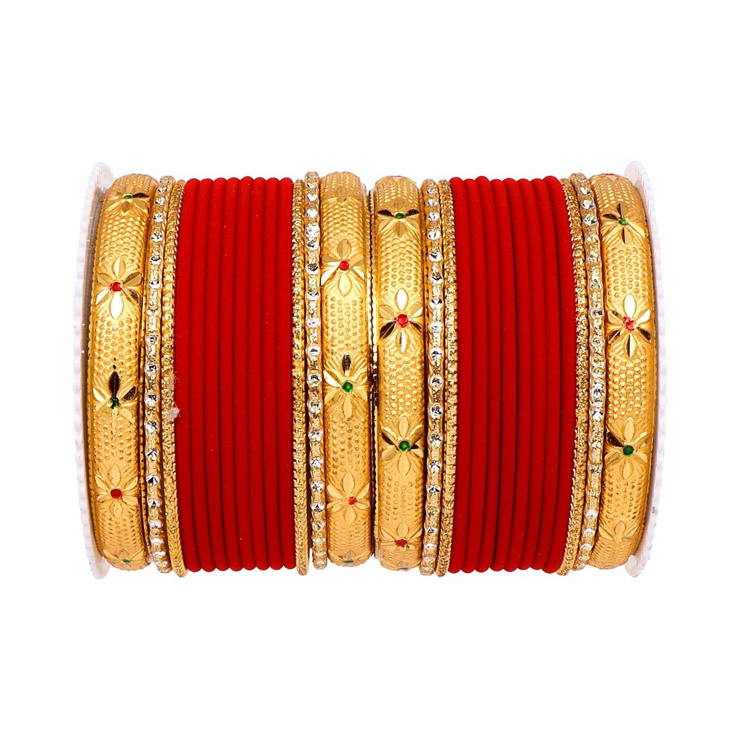 Matte Bangle Set with Golden Meenakari Kada by T4 Jewels Maroon T4 Jewels