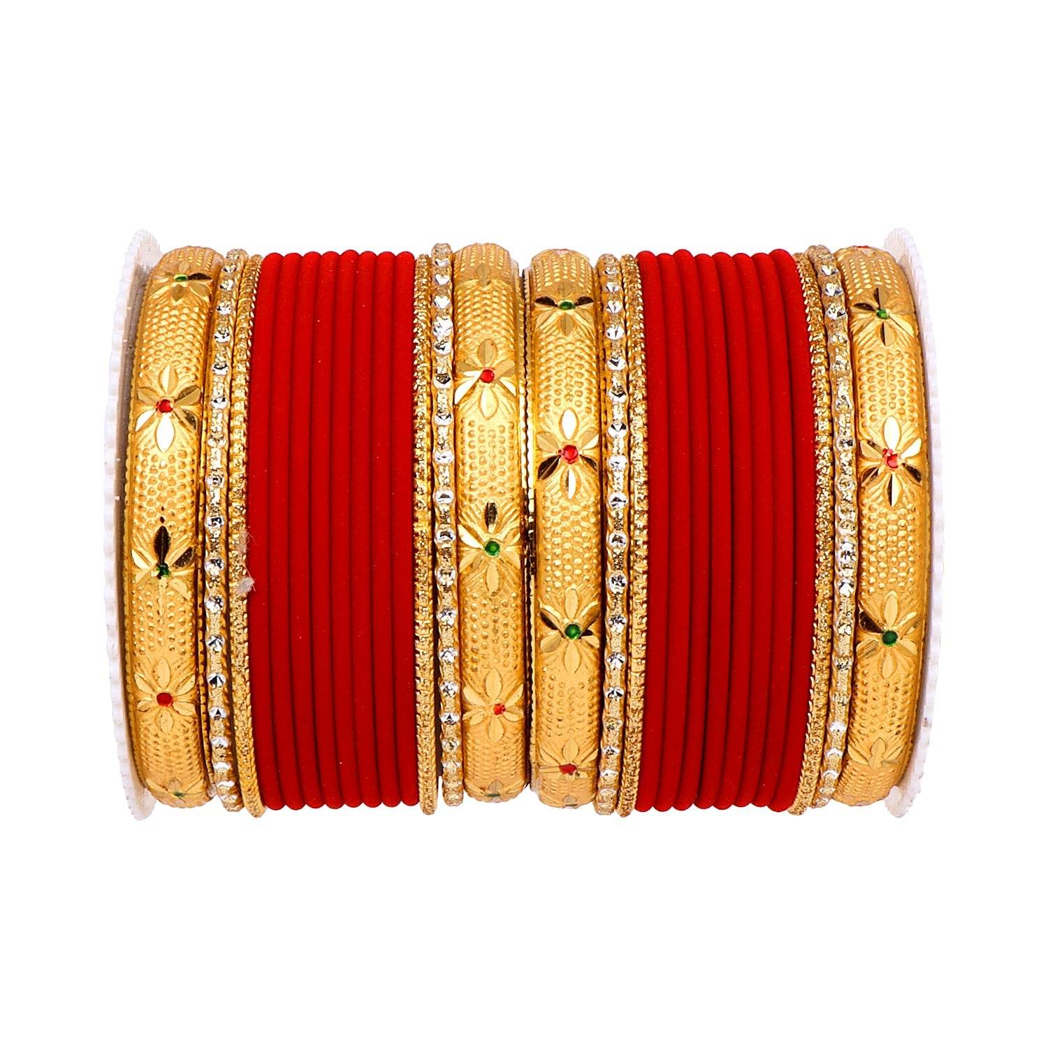 Matte Bangle Set with Golden Meenakari Kada by T4 Jewels Maroon T4 Jewels