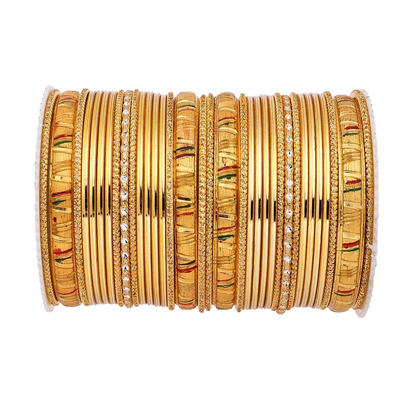 Shining Bangle Set with Golden Meenakari Kada by T4 Jewels Golden T4 Jewels