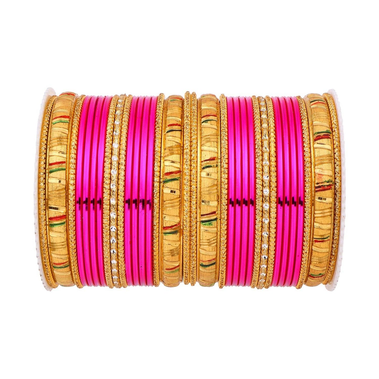 Shining Bangle Set with Golden Meenakari Kada by T4 Jewels Rani T4 Jewels