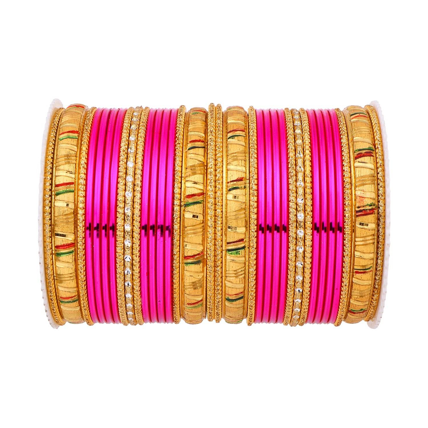 Shining Bangle Set with Golden Meenakari Kada by T4 Jewels Rani T4 Jewels