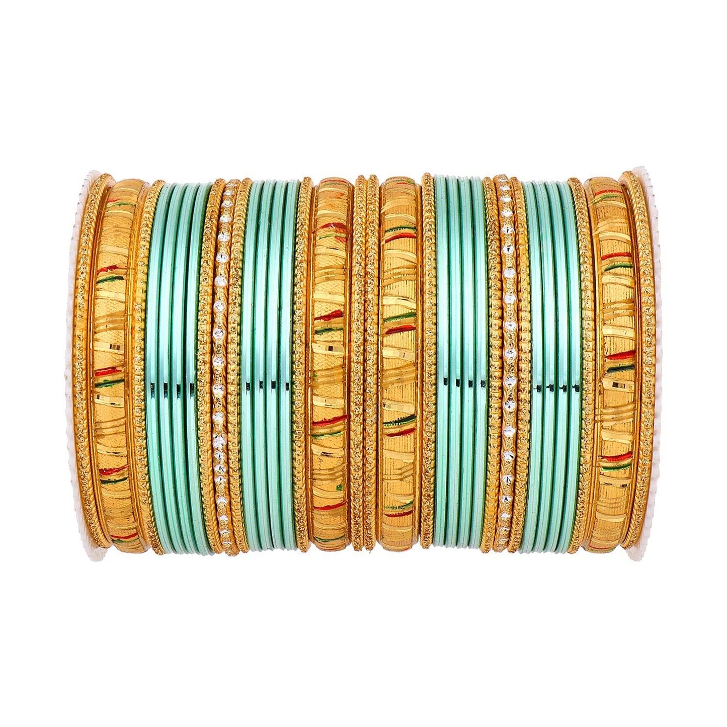Shining Bangle Set with Golden Meenakari Kada by T4 Jewels Surf T4 Jewels