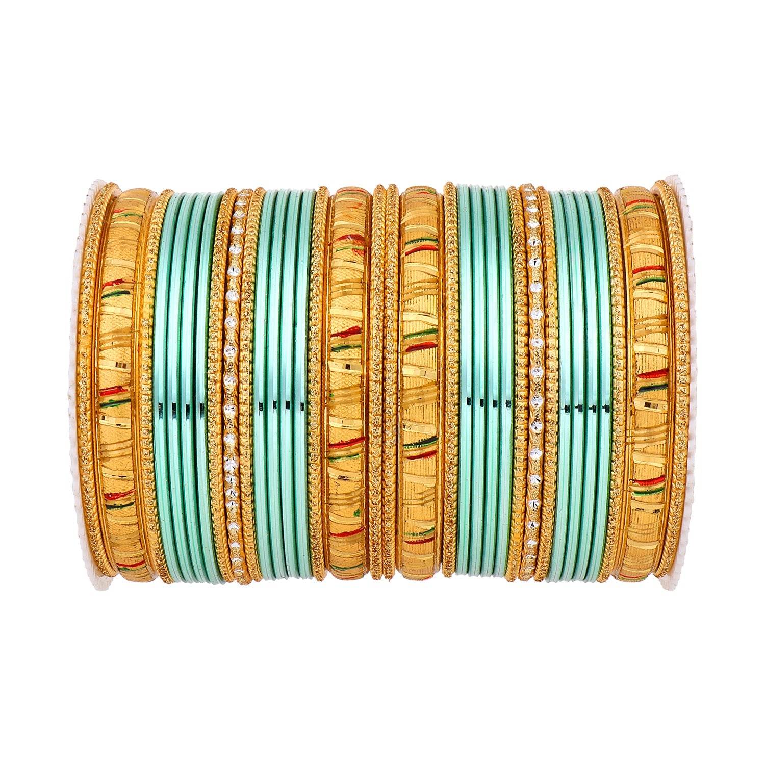 Shining Bangle Set with Golden Meenakari Kada by T4 Jewels Surf T4 Jewels