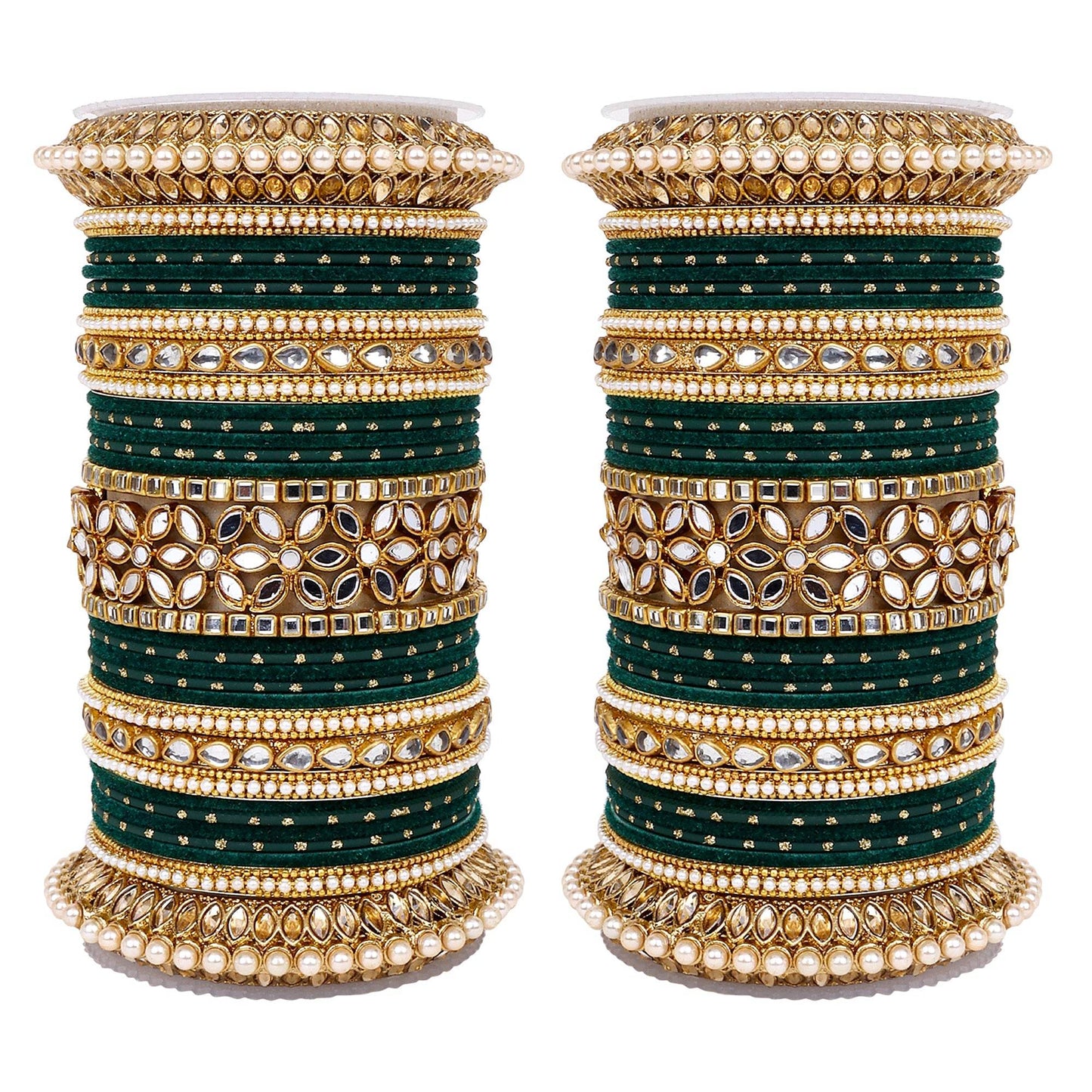 Bridal Bangle Set with Flower Mirror Kada and Pacheli by T4 Jewels Kai T4 Jewels