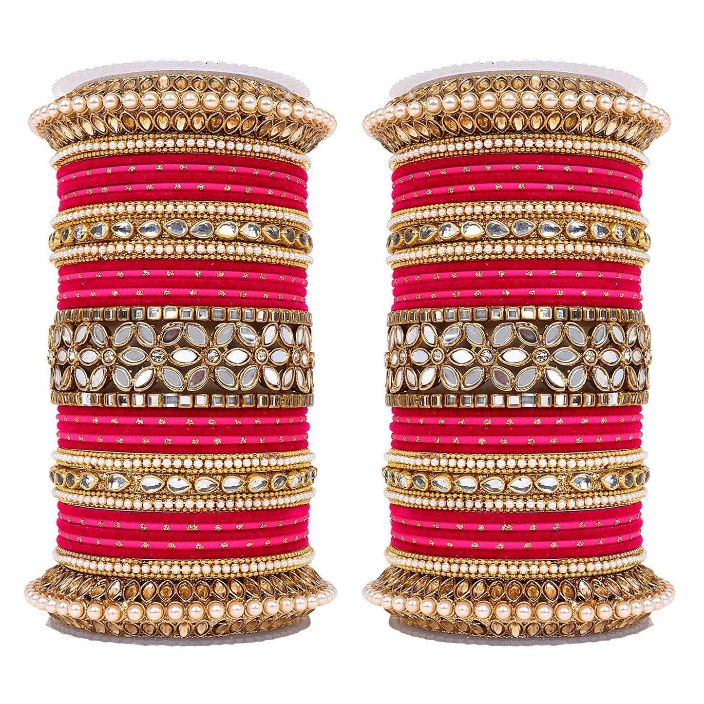 Bridal Bangle Set with Flower Mirror Kada and Pacheli by T4 Jewels Rani T4 Jewels