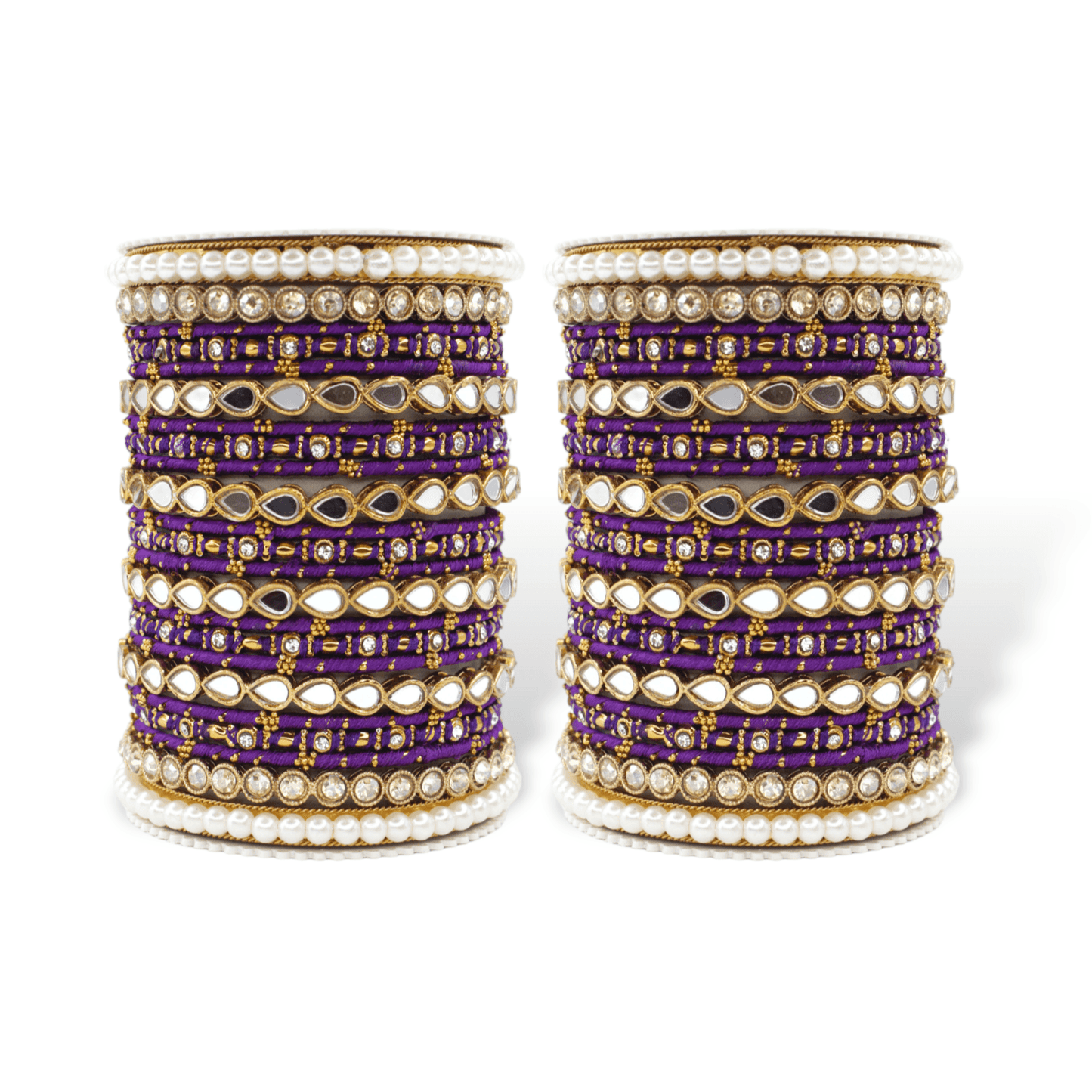 Bangle Set with Drop Mirror Kada and Pearl by T4 Jewels Phalsa T4 Jewels