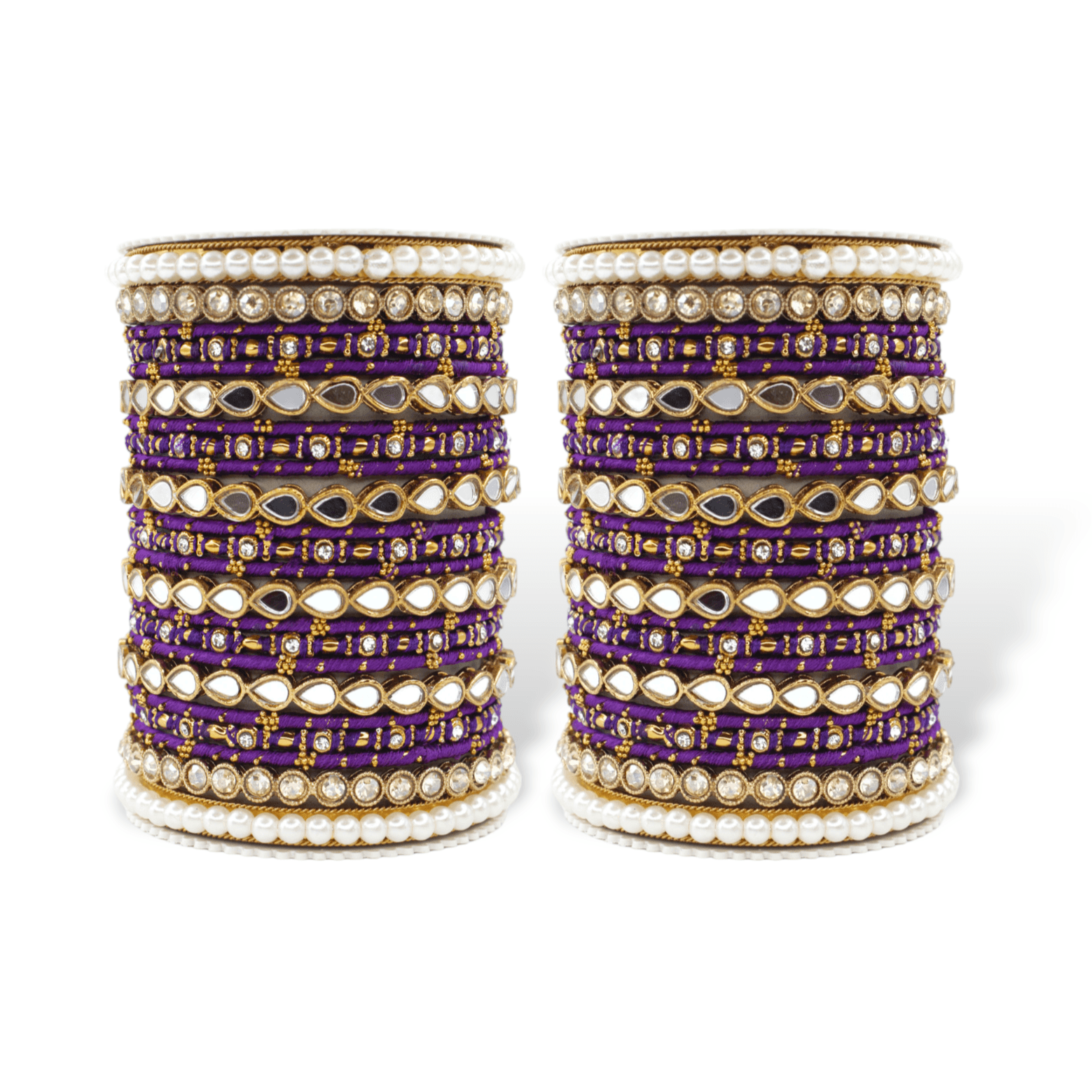 Bangle Set with Drop Mirror Kada and Pearl by T4 Jewels Phalsa T4 Jewels