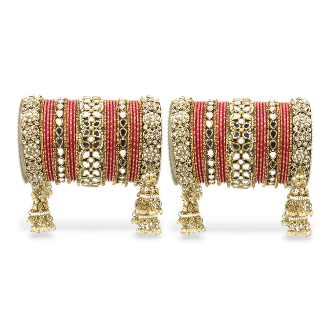 Mirror Style Bangle set with Jhumki for two hands by T4 Jewels Rani T4 Jewels
