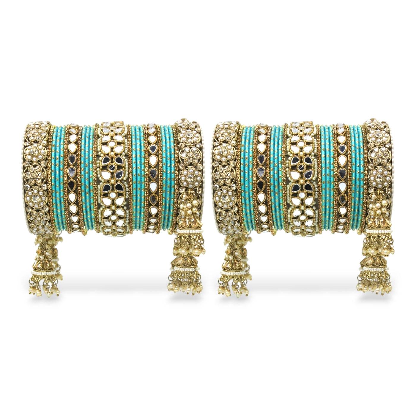 Mirror Style Bangle set with Jhumki for two hands by T4 Jewels Santro T4 Jewels