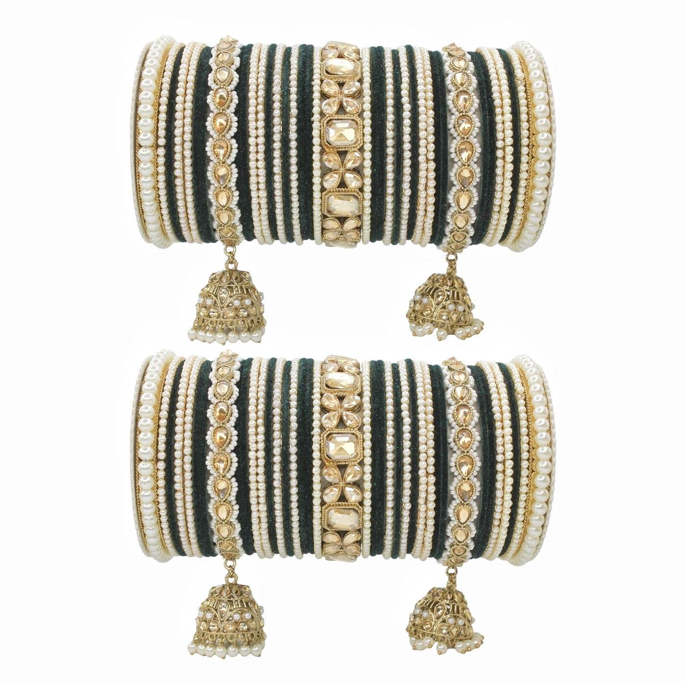 Jhumki Bangle set with Pearl Kadas for two hands by T4 Jewels - T4 Jewels